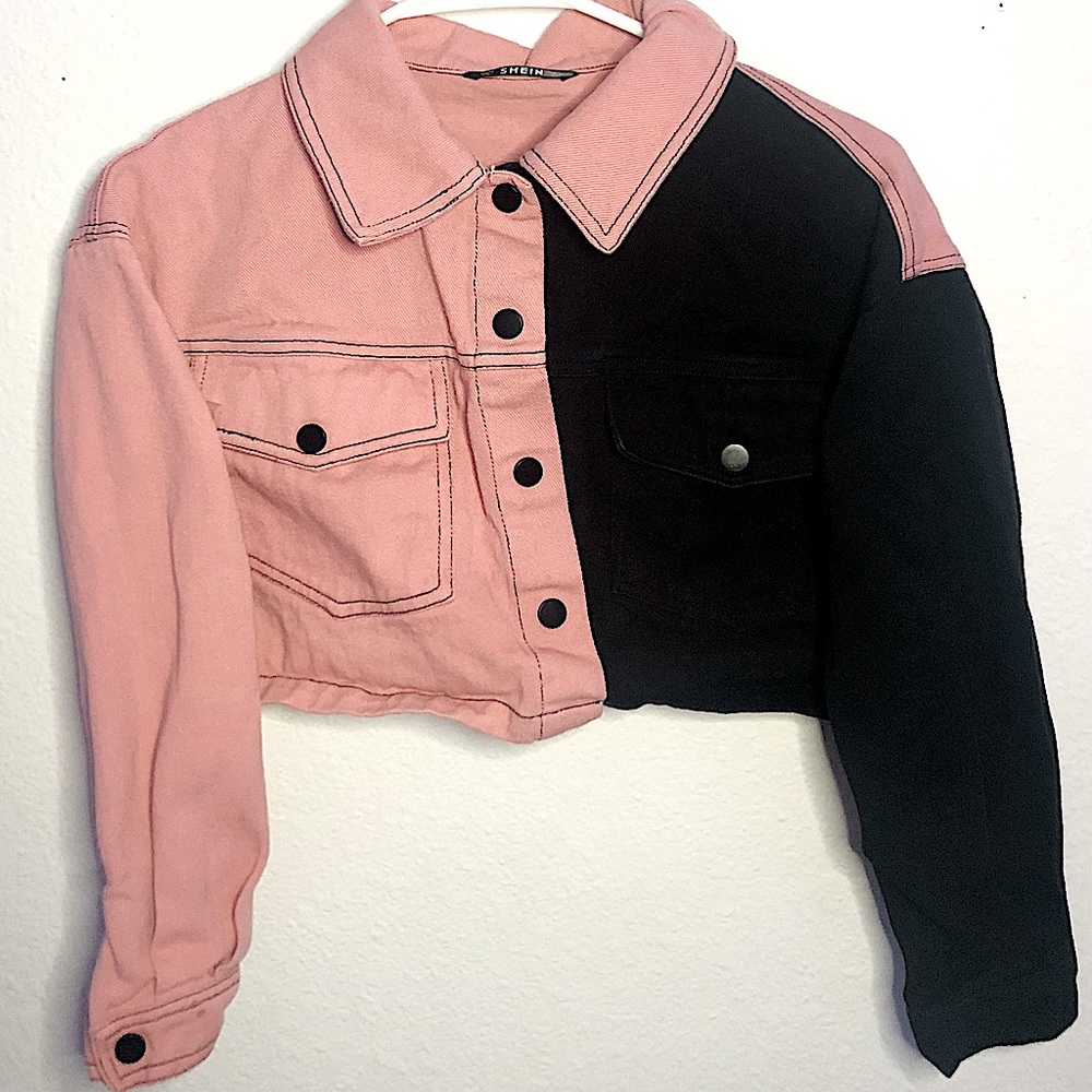 SHEIN Drop Shoulder Color Block Button Front Jacket - Picture 2 of 5